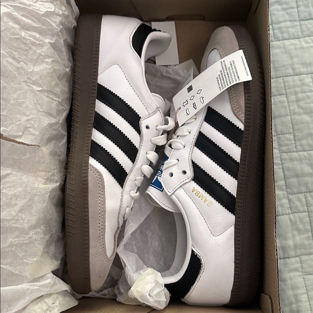 Adidas Samba White with Black Stripes NWT